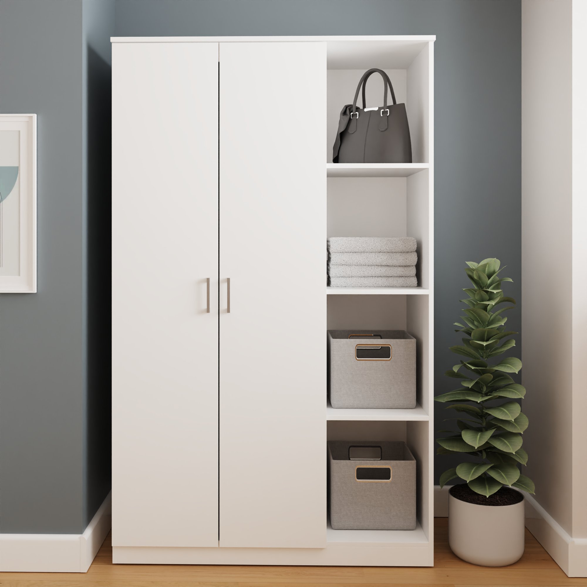 GFW Bailey 2 Door 4 Shelf Wardrobe - White