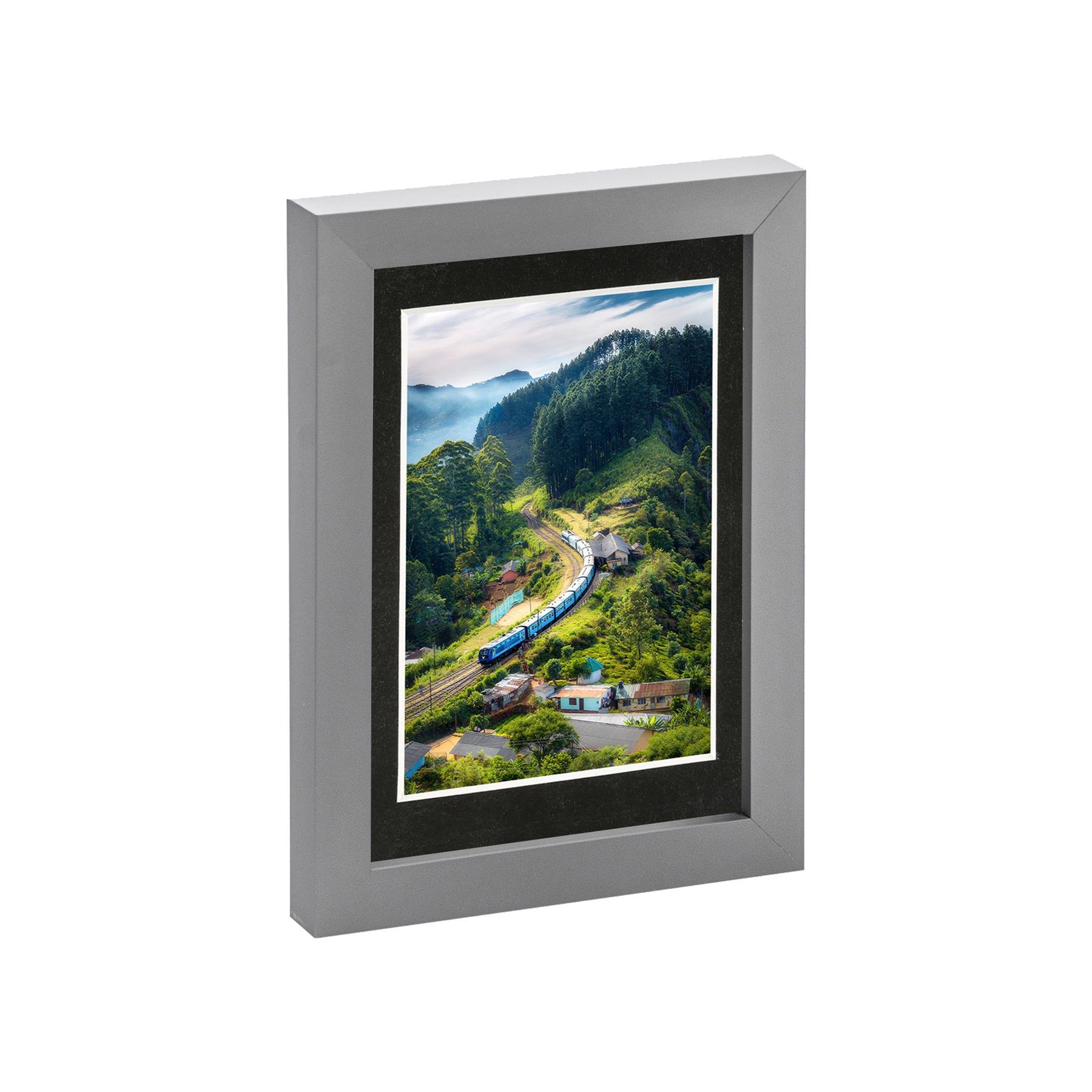 Nicola Spring Photo Frame - 5" x 7" with Mount - Grey/Black