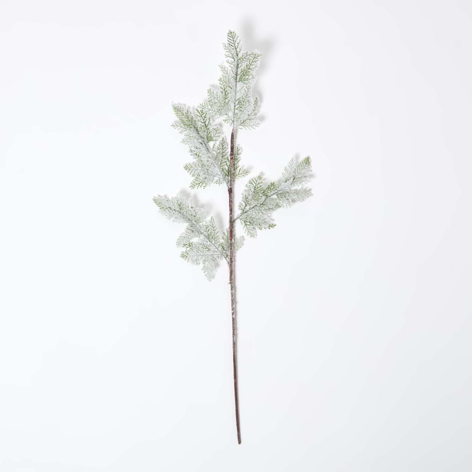 Homescapes Silk-Like Artificial Snowy Pine Stem - Green