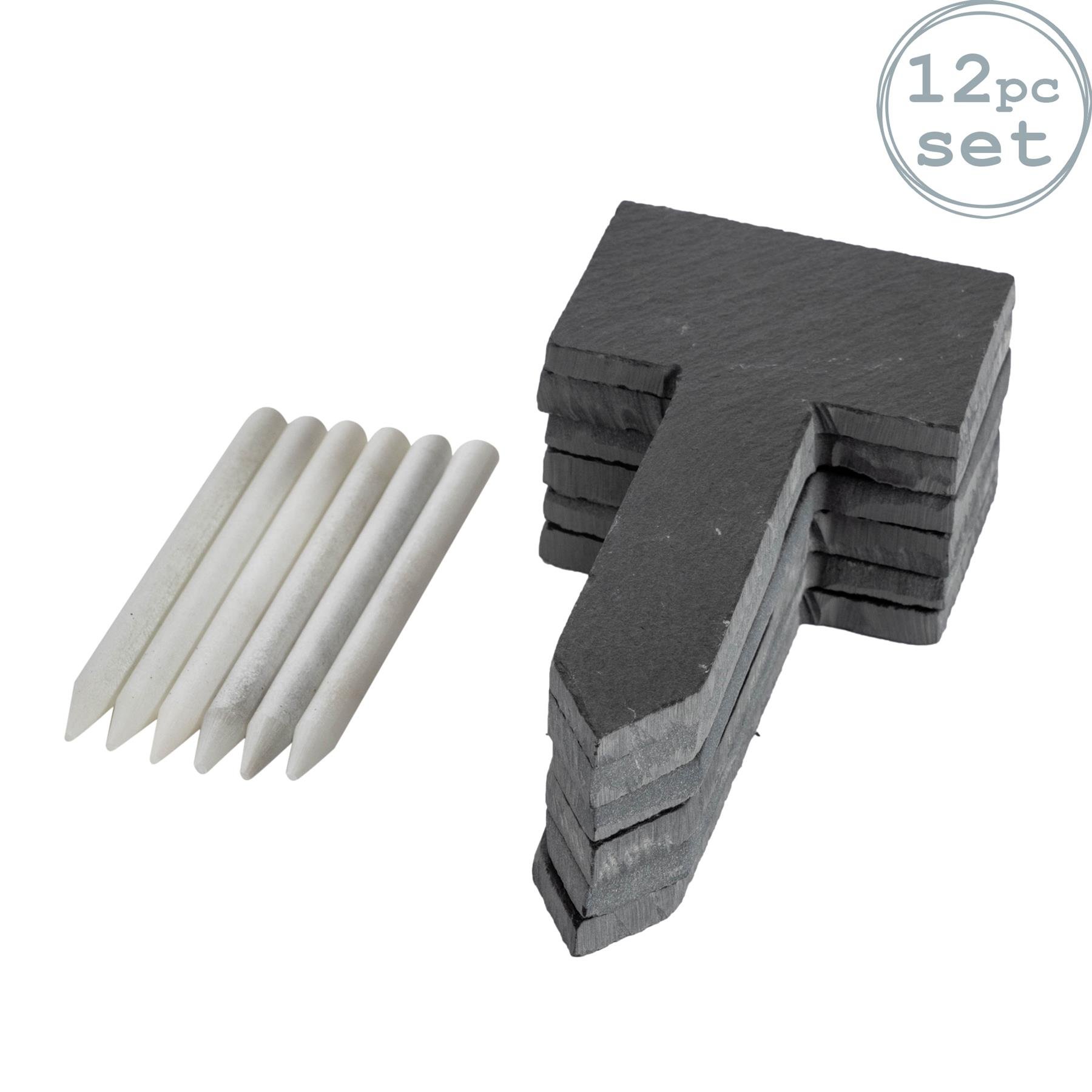 Nicola Spring 6 Piece Slate Plant Markers Set with Chalk Pencils