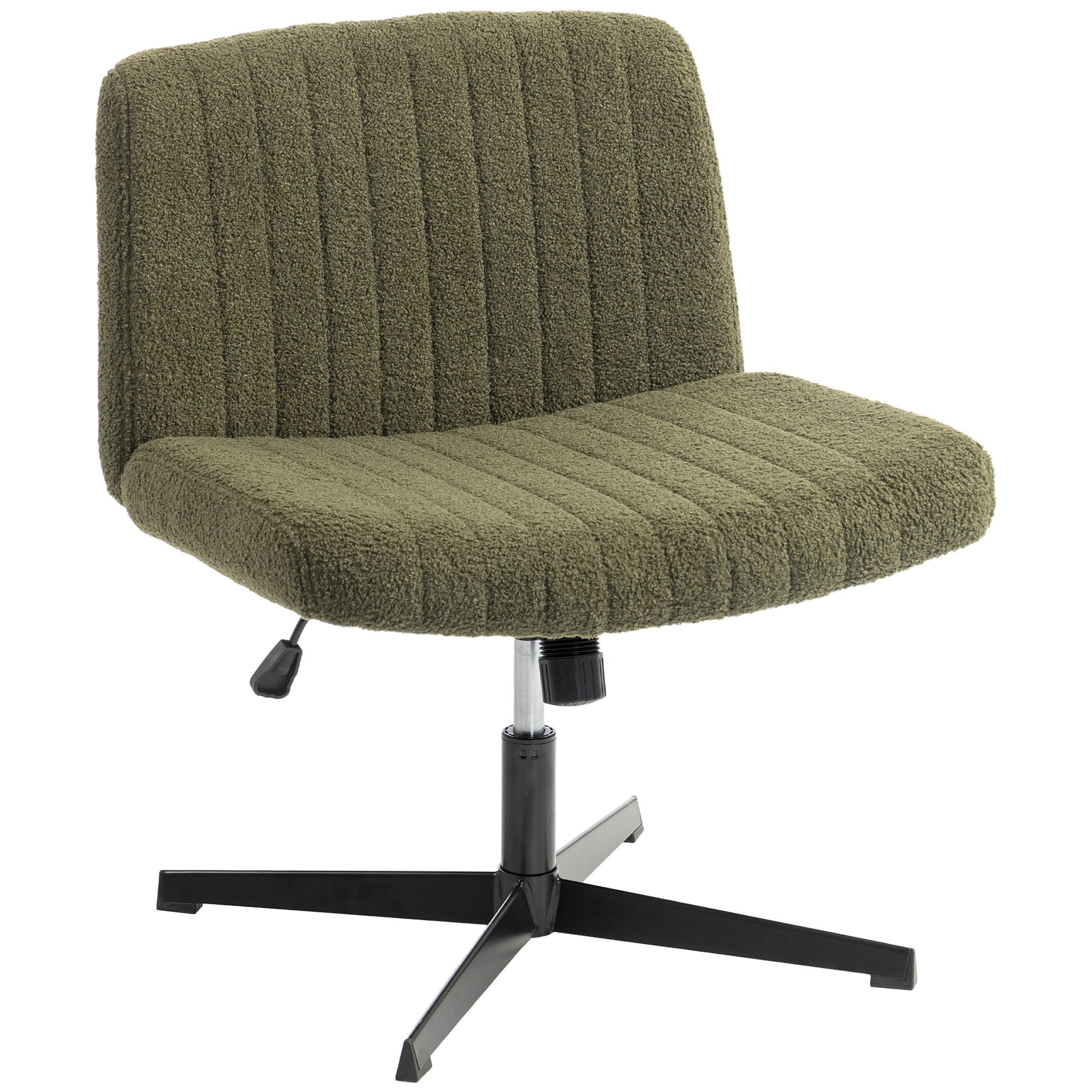 HOMCOM Teddy Fleece Fabric Armless Criss Cross Desk Chair - Green