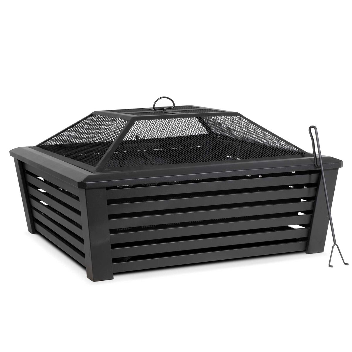 Dellonda Outdoor Square Fire Pit - Black
