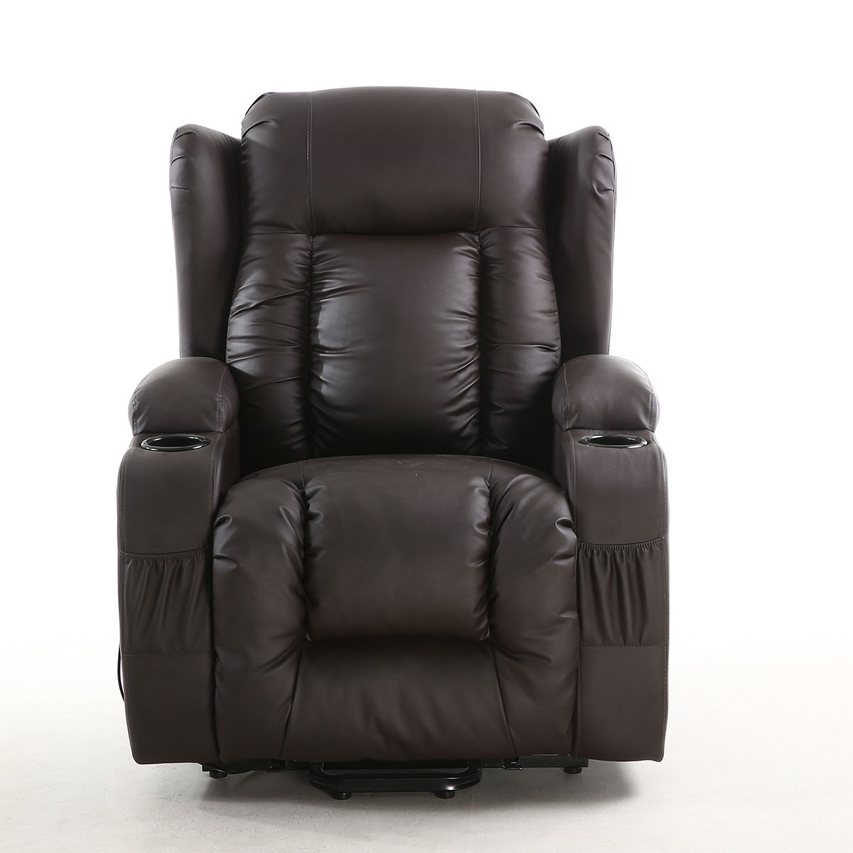 Furniture Online Caesar Single Motor Rise Recliner Heat & Massage Chair - Brown