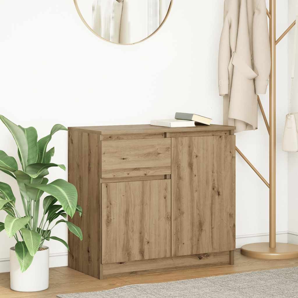 Walplus Engineered Wood 1 Drawer Sideboard - Artisan Oak - 71 x 35 x 65 cm