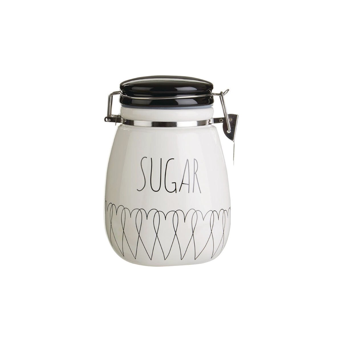 Orsina Heartlines Ceramic Clip Top Lid Sugar Canister