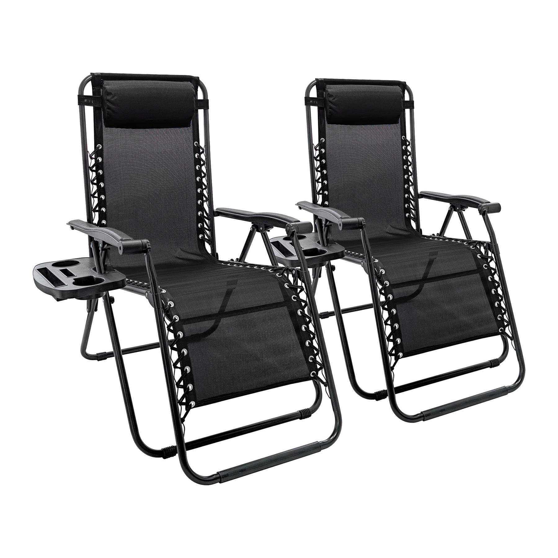 Harbour Housewares Zero Gravity Chair Set - Black - Pack of 2