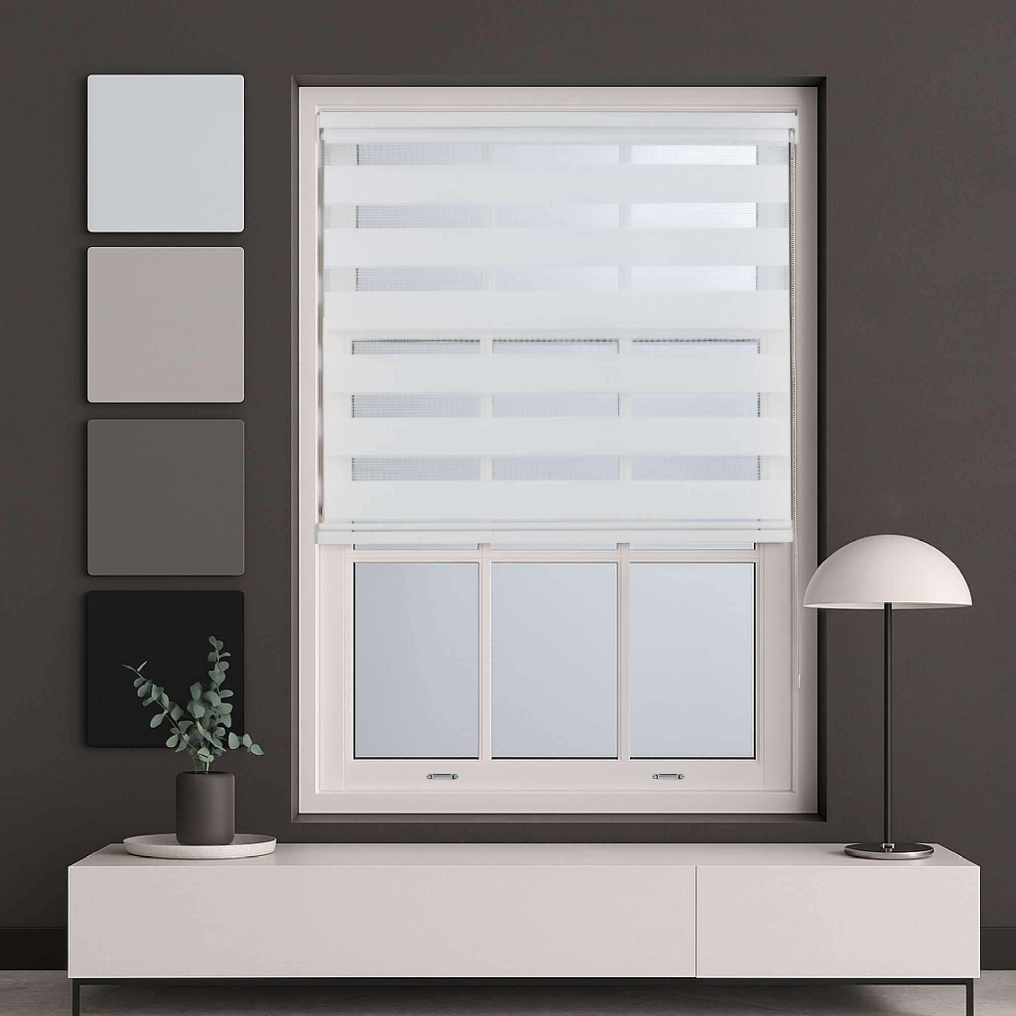 Furnished White Day and Night Roller Blind - 65cm x 210cm