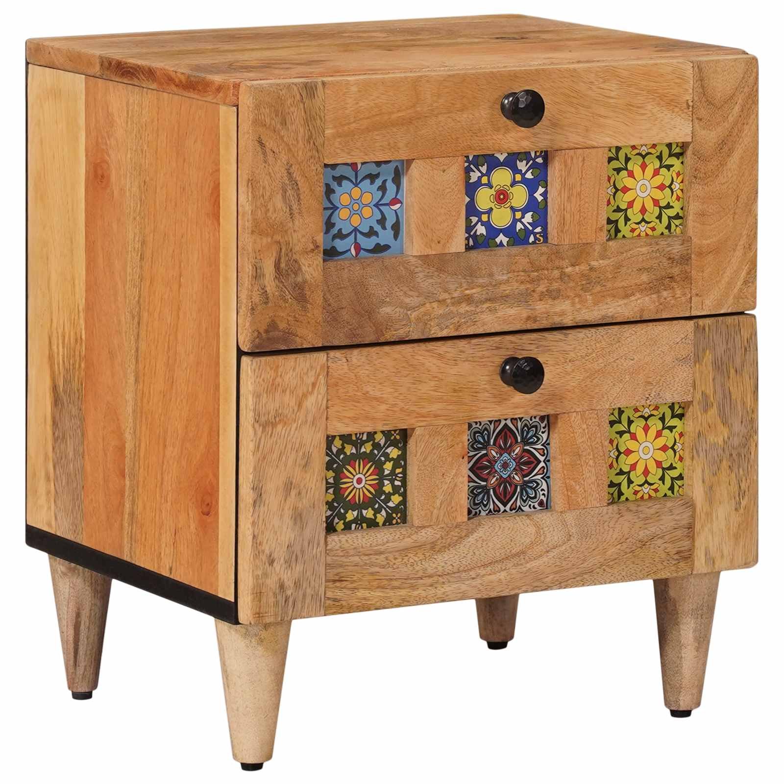 Walplus Solid Wood Bedside Cabinet - Natural - 40 x 33.5 x 46 cm