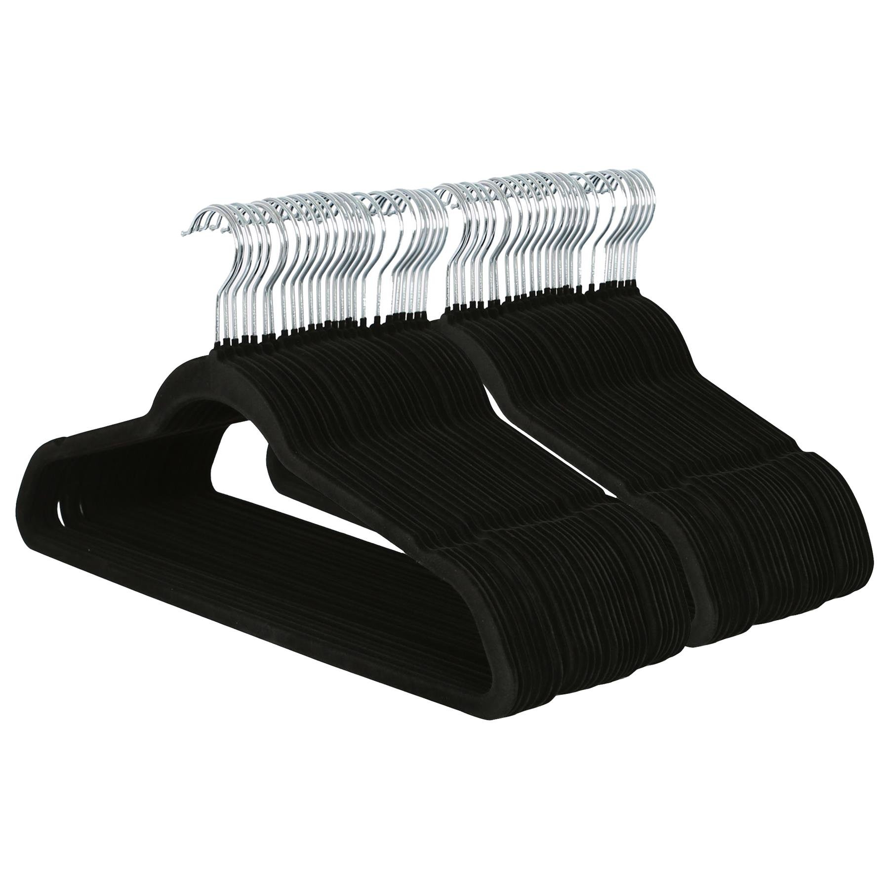 Harbour Housewares Non-Slip Velvet Hangers - 45cm - Black - Pack of 50