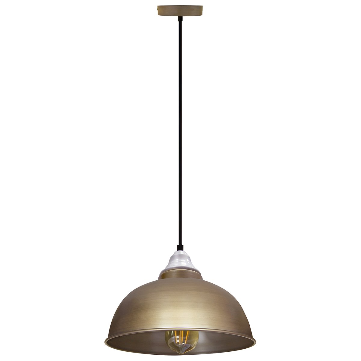 Energy Light Bulbs Dome Metal Grey Holder Ceiling Pendant Light - Antique Brass