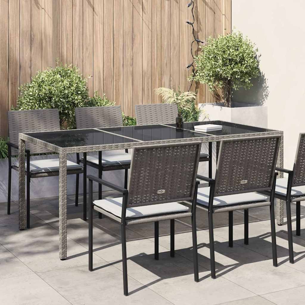 Walplus Poly Rattan Garden Table - Grey - 190 x 90 x 75 cm