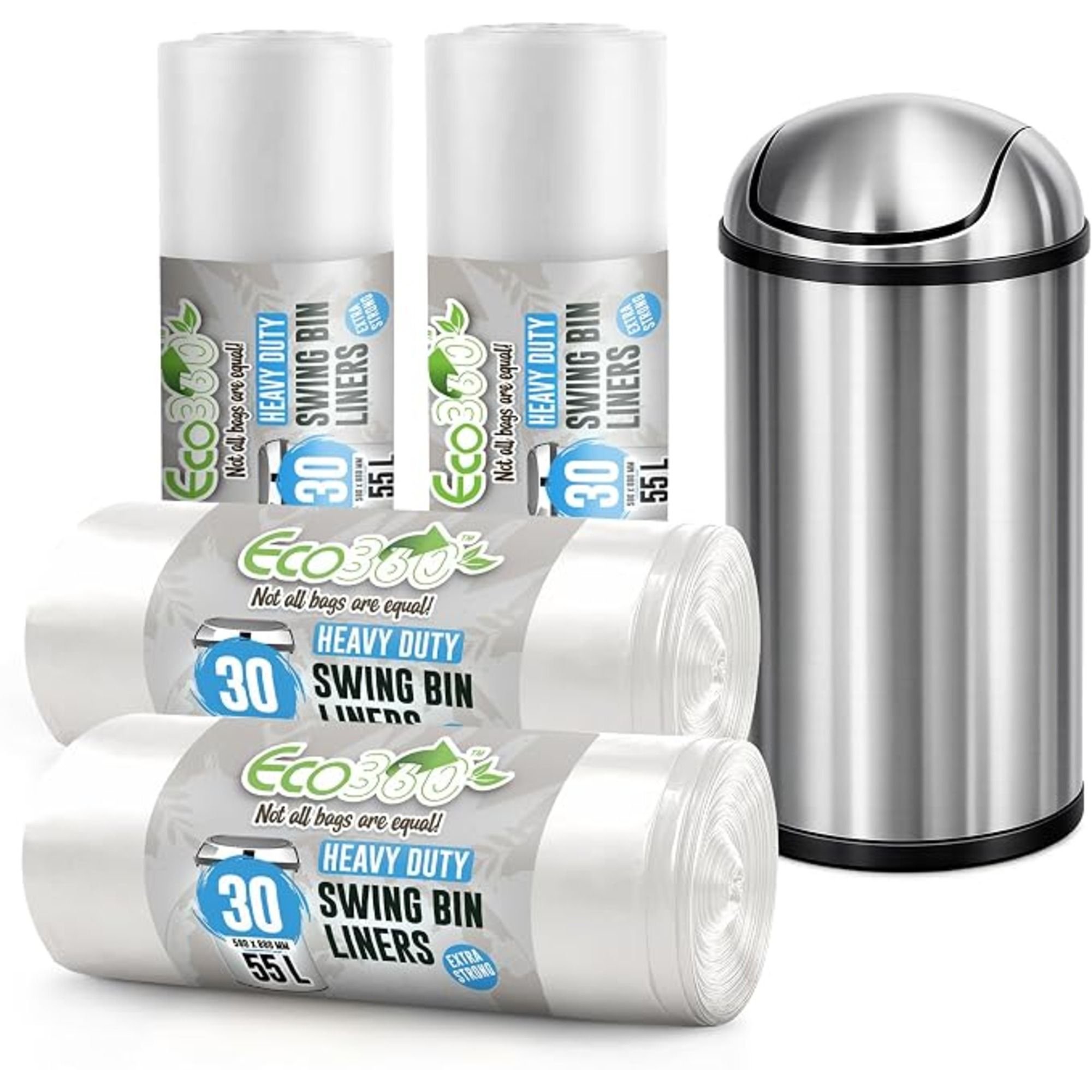 EcoBag White 55L Heavy Duty Swing Bin Liners - Pack of 120