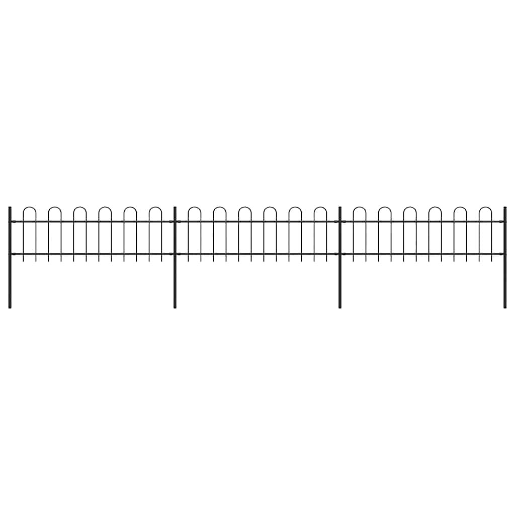 Walplus Steel Garden Fence with Hoop Top - Black - 537 x 3.4 x 110 cm
