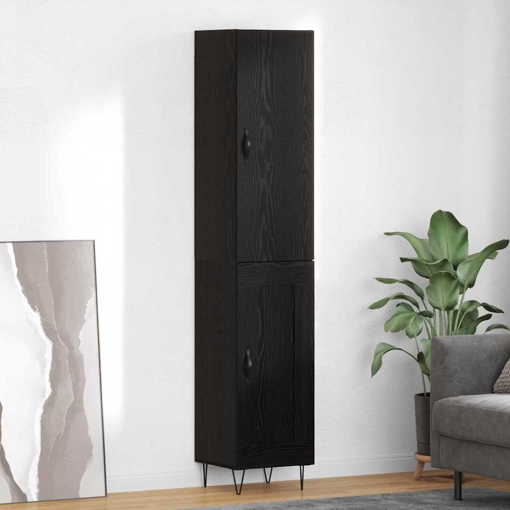 Walplus Engineered Wood 2 Door Highboard - Black Ash - 34.5 x 34 x 90 cm