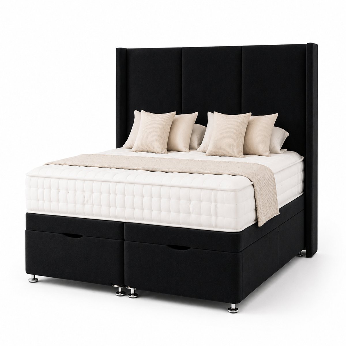 Comfy Deluxe Zane  6ft Super King  Ottoman End Lift  Bed Set - Naples Black
