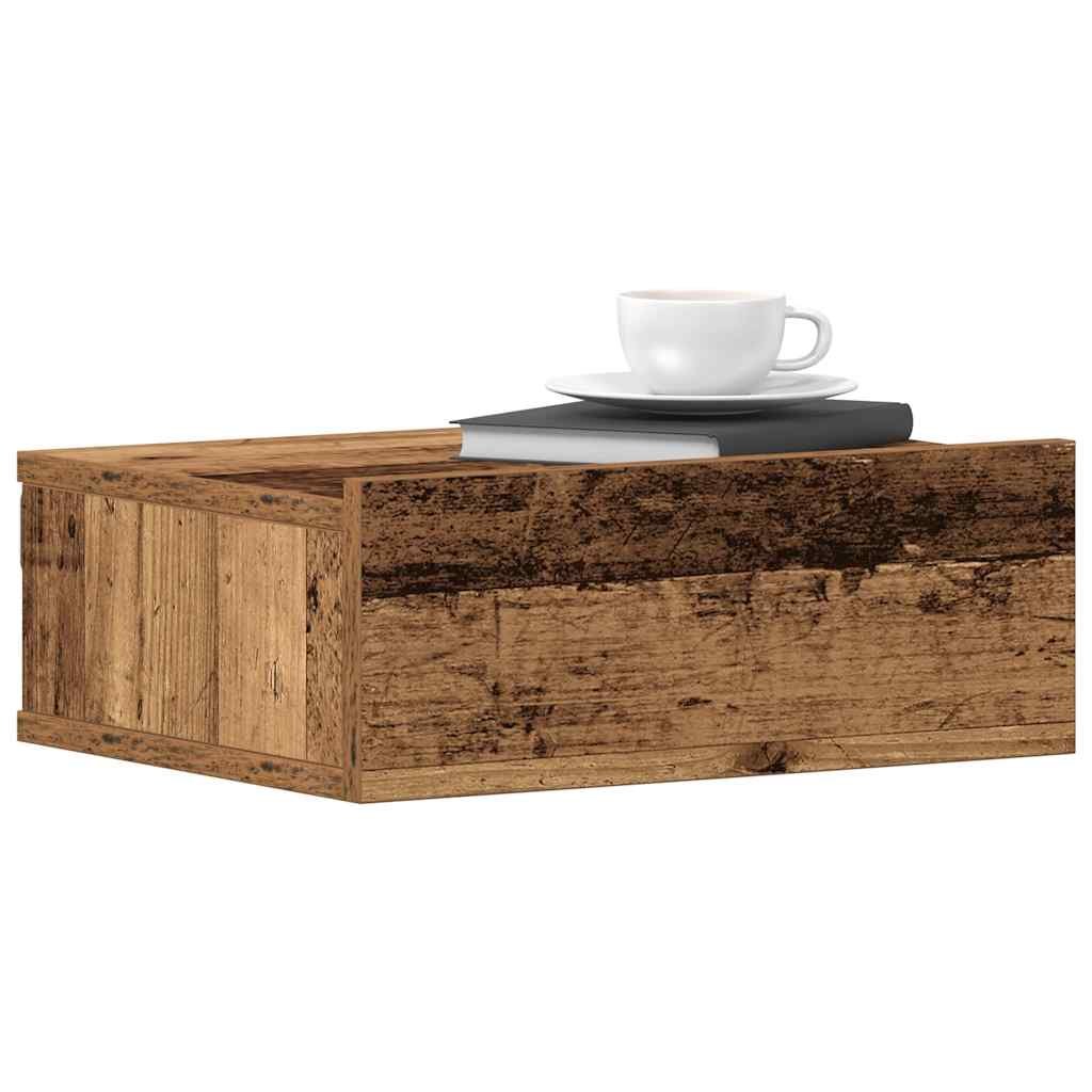 Walplus Engineered Wood Floating Nightstand - Dark Wood - 40 x 32 x 15 cm