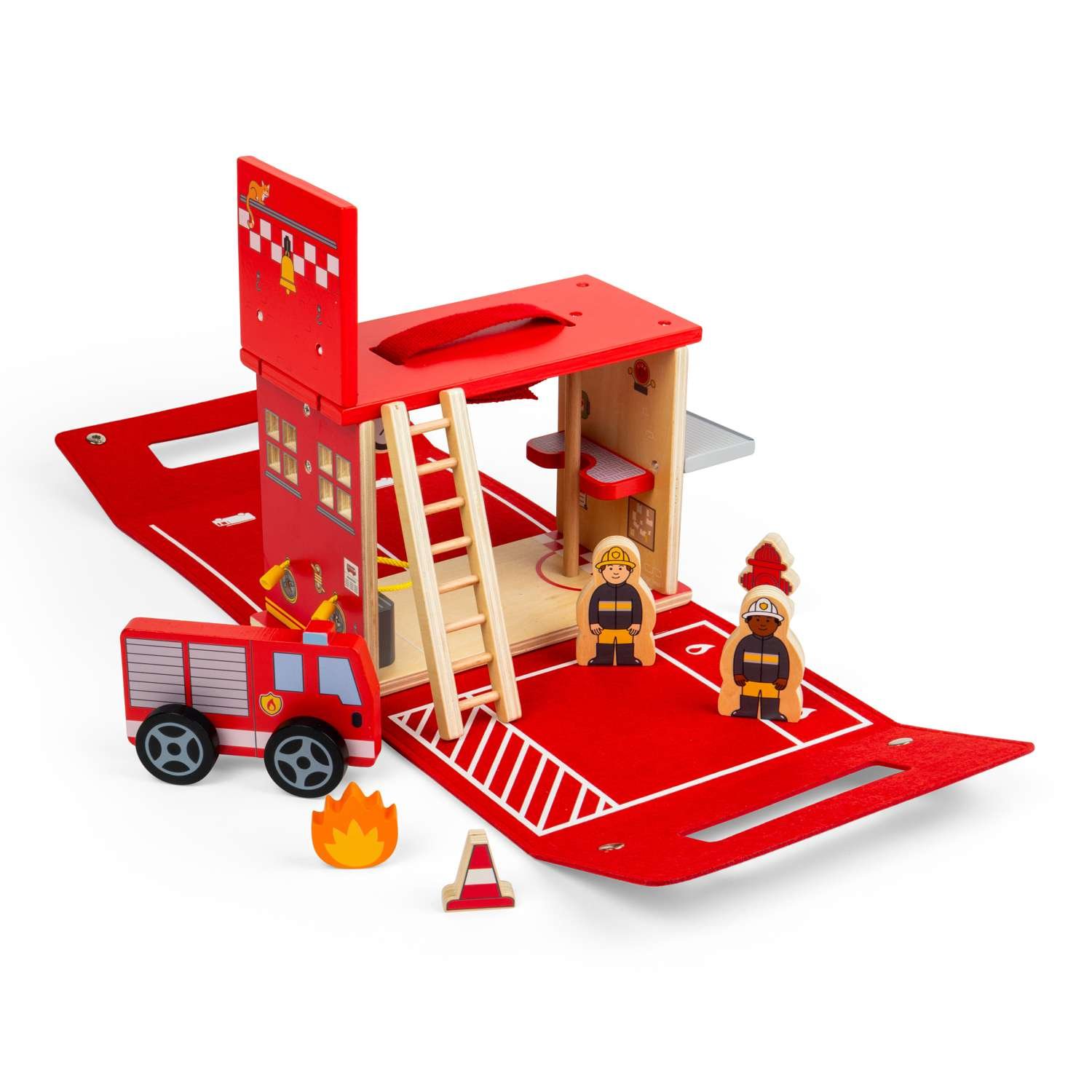 Bigjigs Toys Fire Station On The Go - 2 Years +