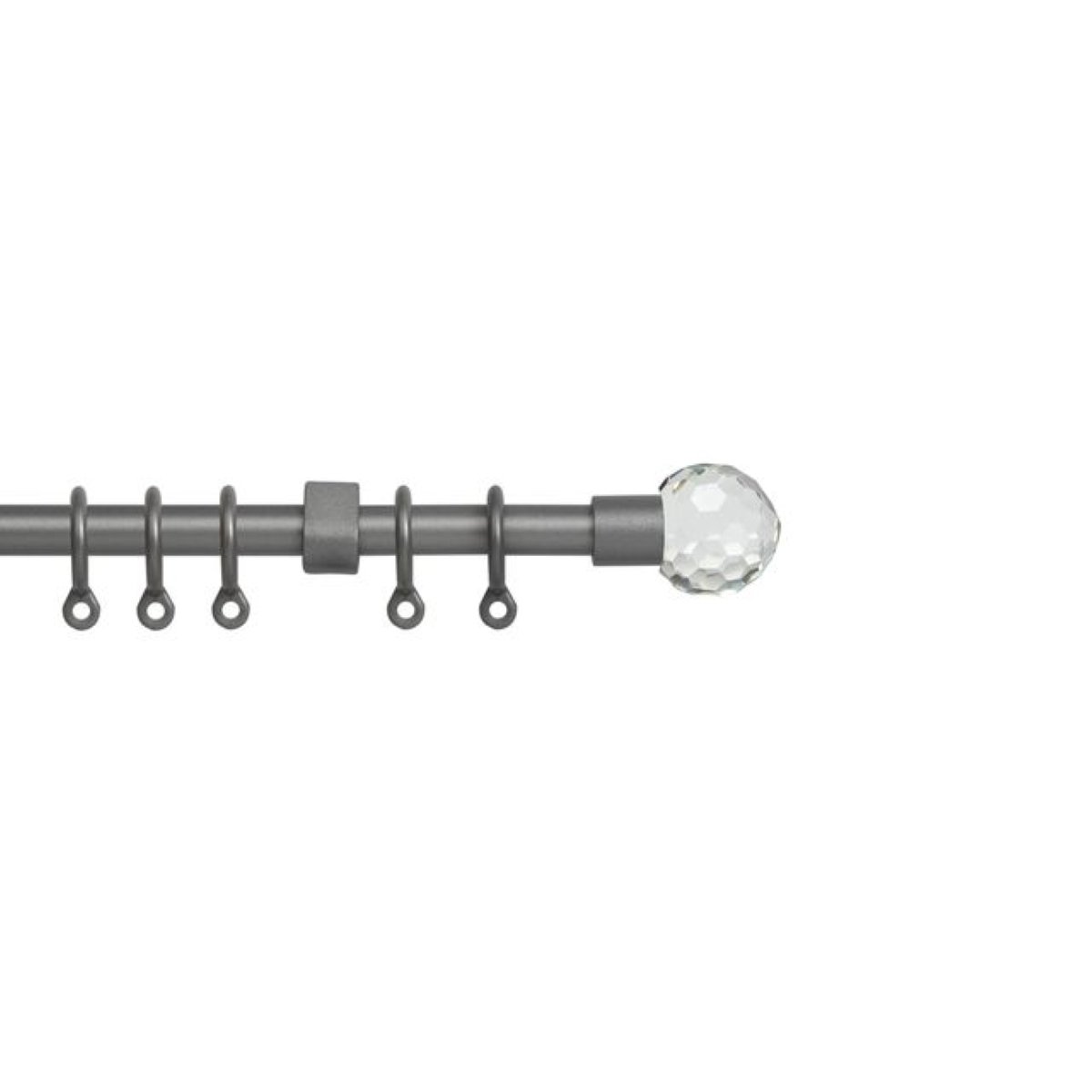 New Edge Blinds 13-16mm Silver Extendable Crystal Curtain Pole - 120cm - 210cm