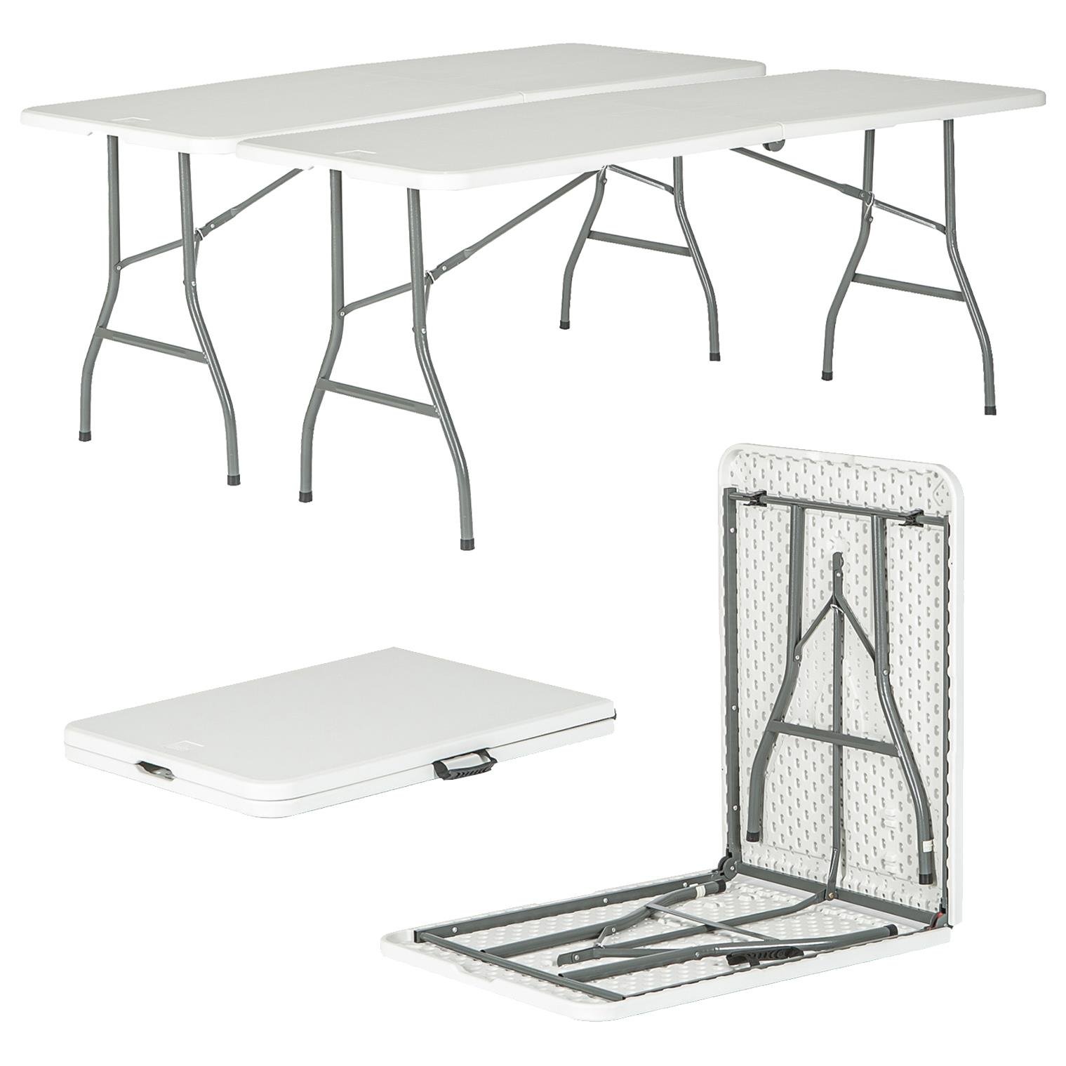 Harbour Housewares Folding Trestle Tables 180cm (6ft) Pack of 2 - White