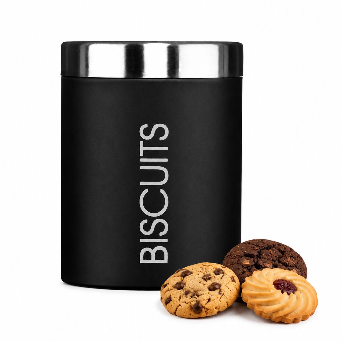 Orsina Liberty Enamel Biscuit Canister – Black and Silver