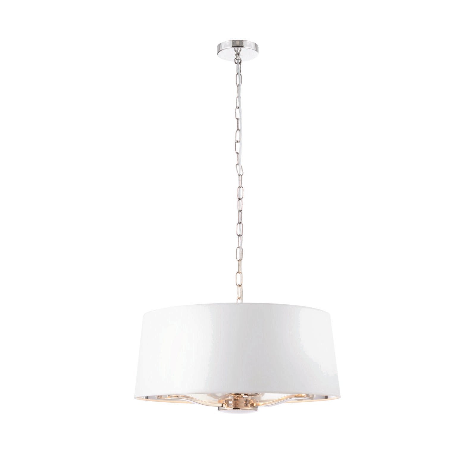 Loops Direct Vintage White Fabric Pendant Light - Bright Nickel