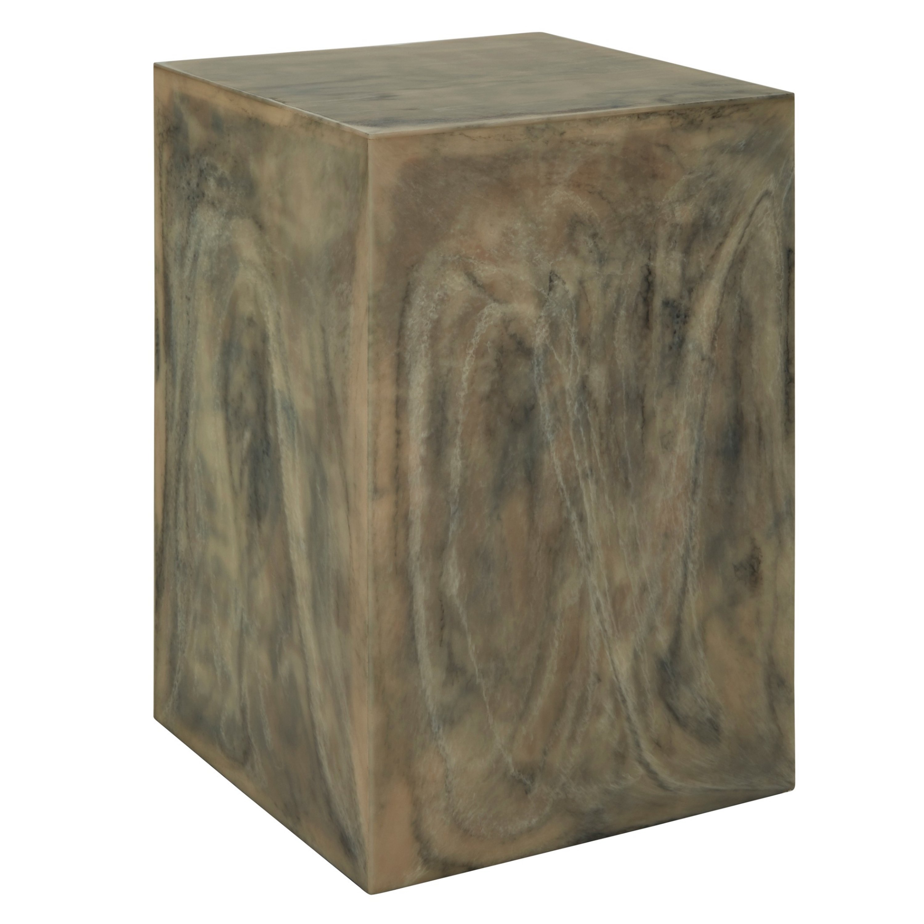 Orsina Marble Effect Side Table and Stool – Brown