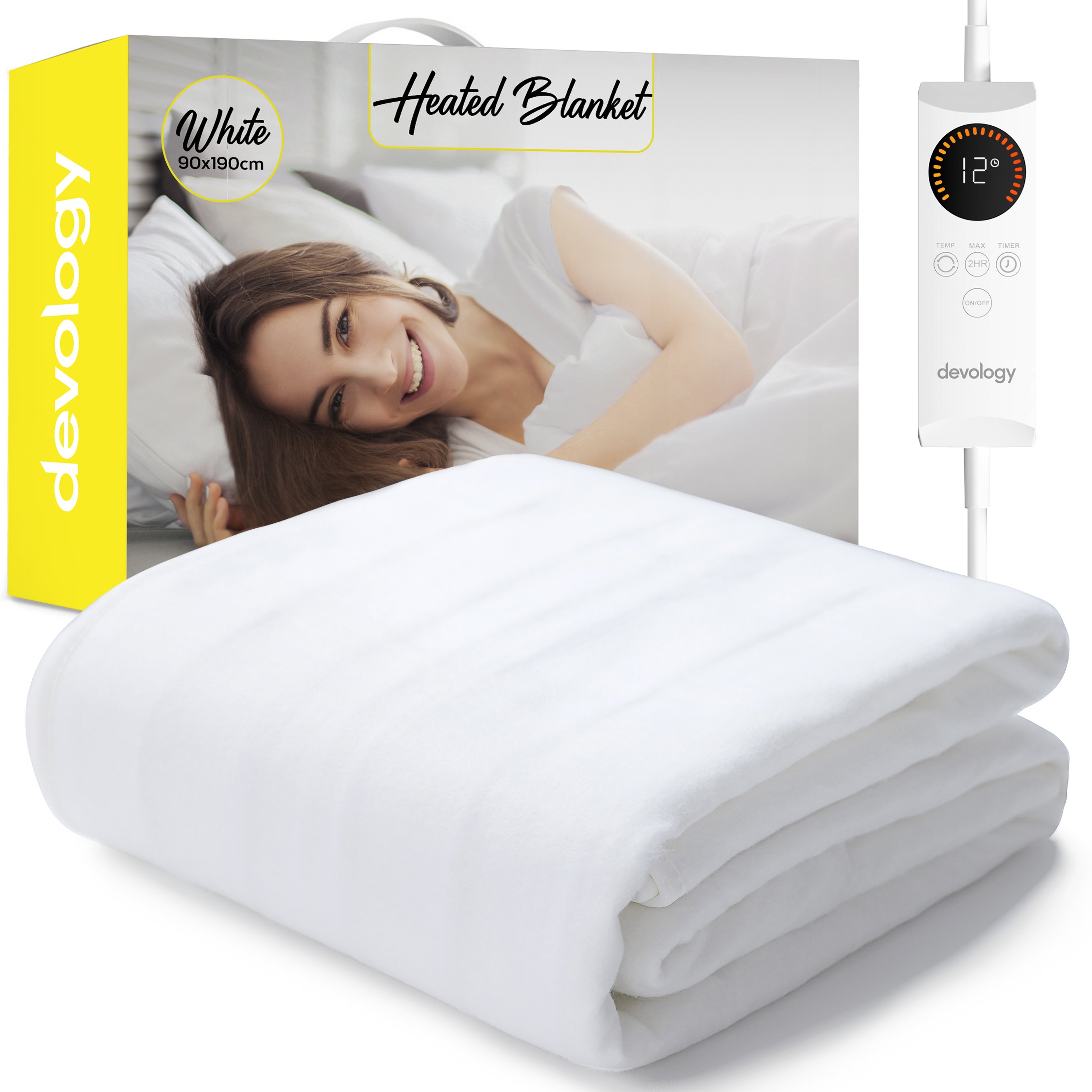 Devology Electric Fully Fitted Mattress Cover with Straps - Single 90x190cm