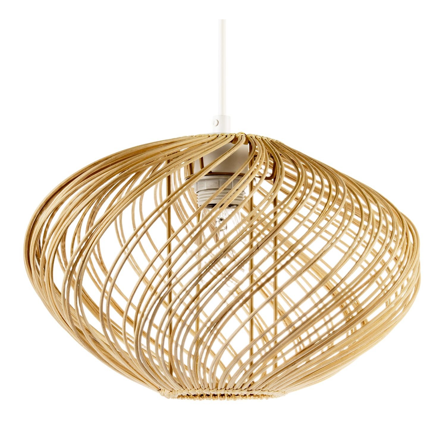 Happy Homewares Brown Spiral Rattan with Natural Finish Pendant Shade - 35cm