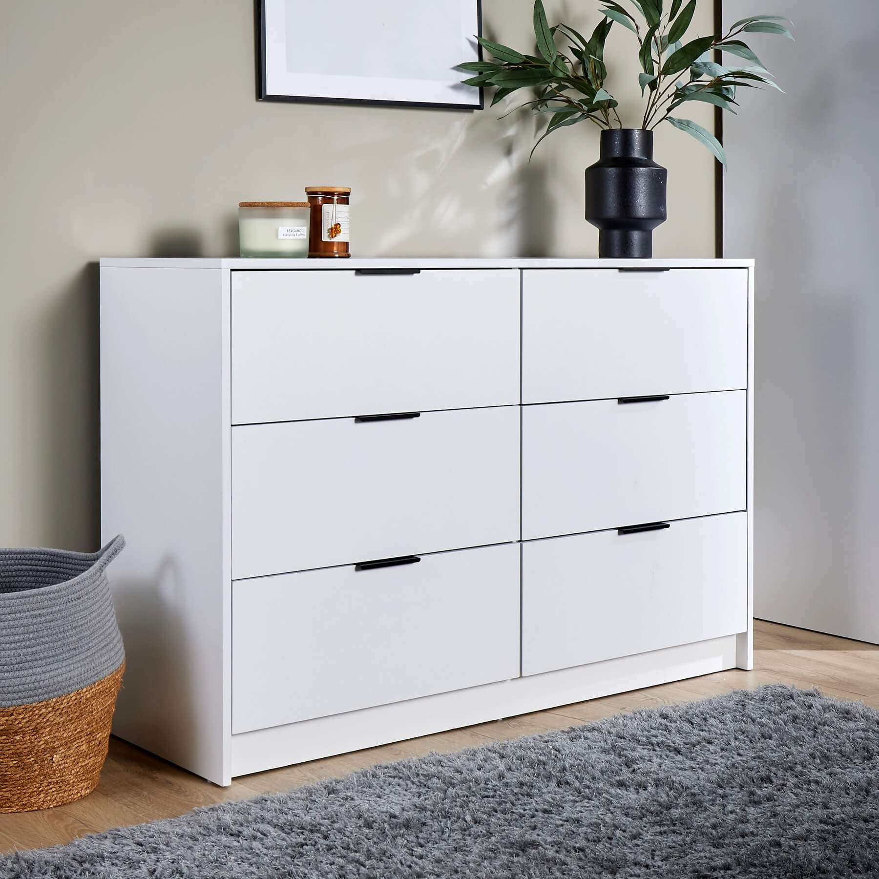 Home Source Phoenix 3+3 Drawer Chest - White