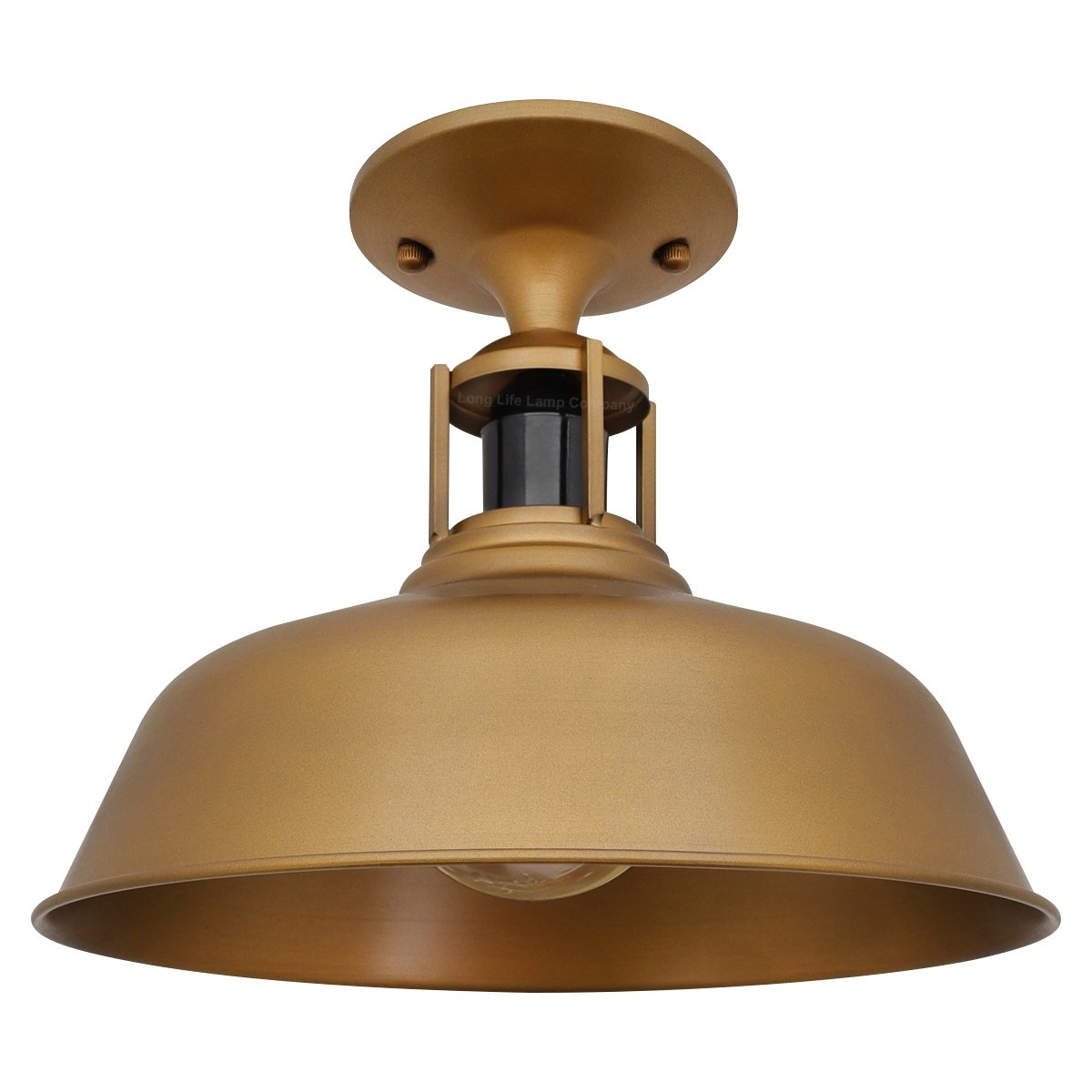 Energy Light Bulbs Barn Slotted Metal Flush Mount Ceiling Light - Brass