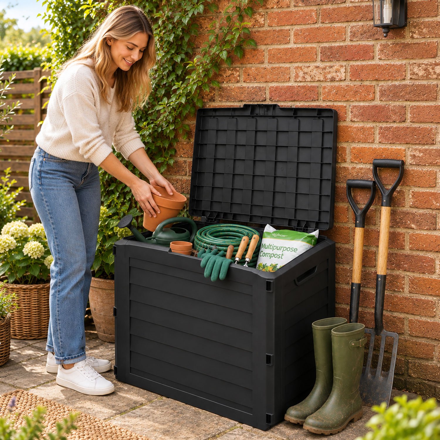 Neo 140L Garden Storage Box Outdoor Lockable Weather Resistant Deck Chest