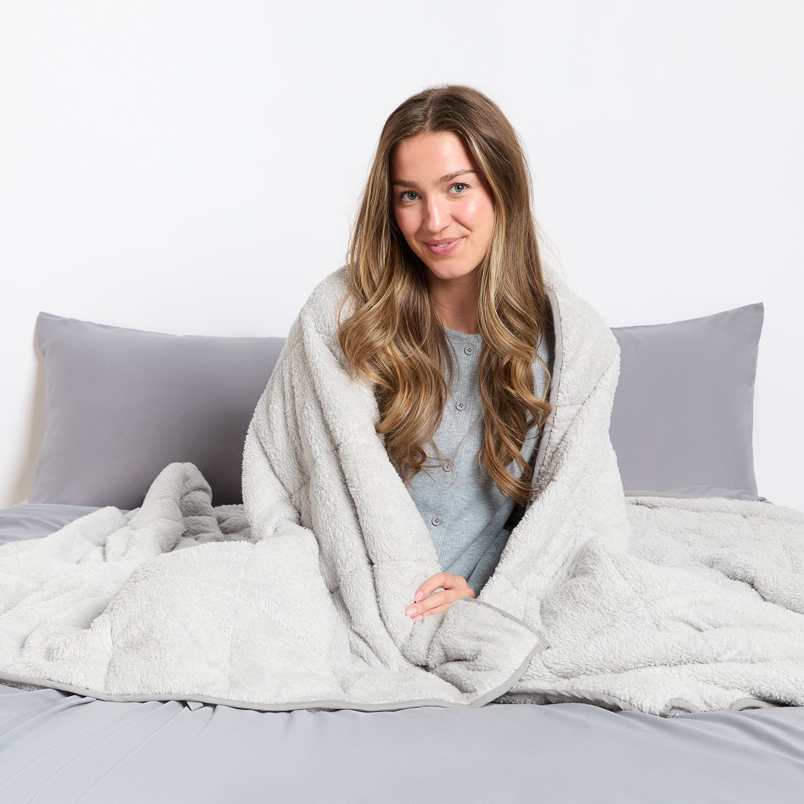 OHS Teddy Fleece 10kg Weighted Blanket - 150x200cm - Silver
