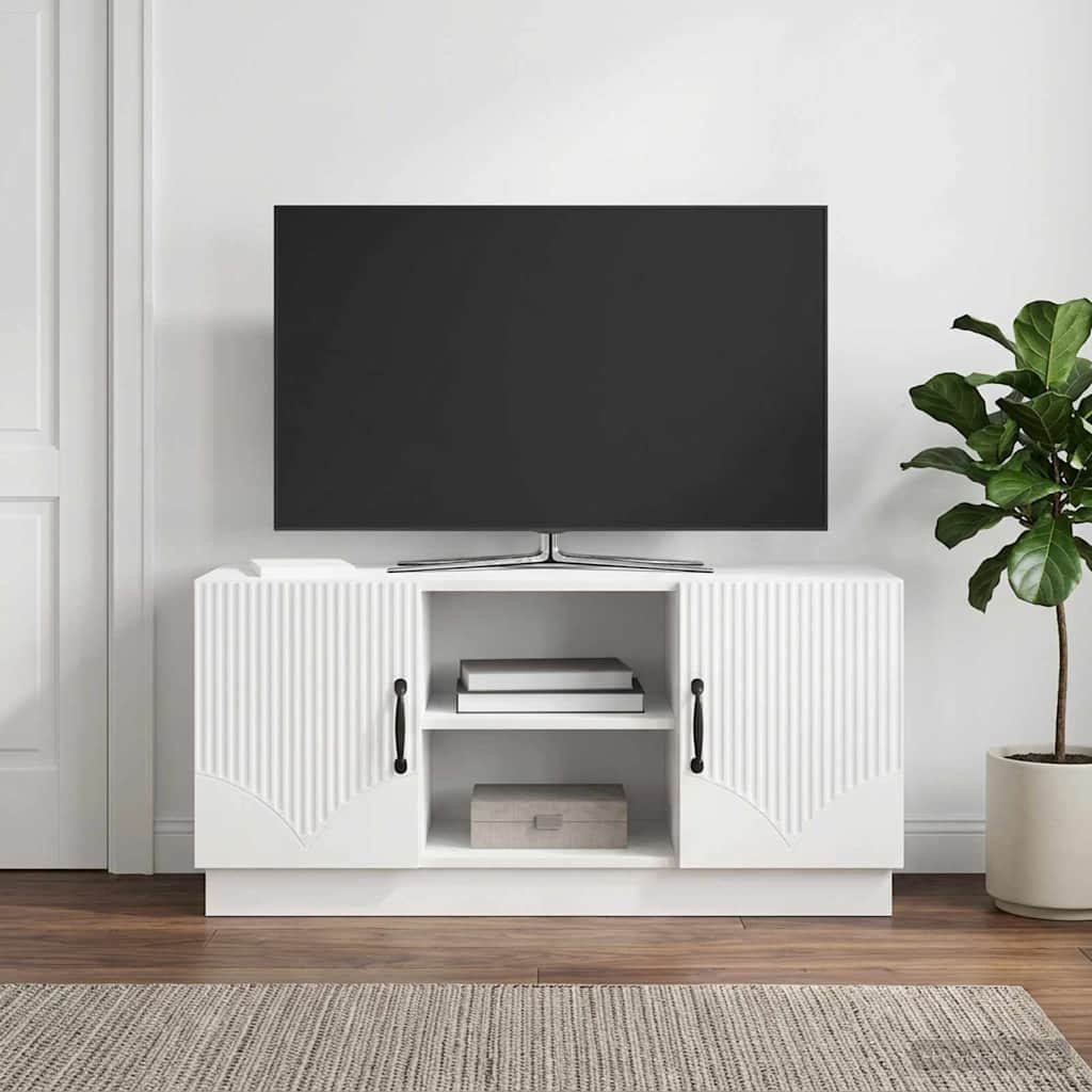 Walplus 2 Door High Gloss TV Cabinet - High Gloss White - 102 x 34.5 x 47 cm