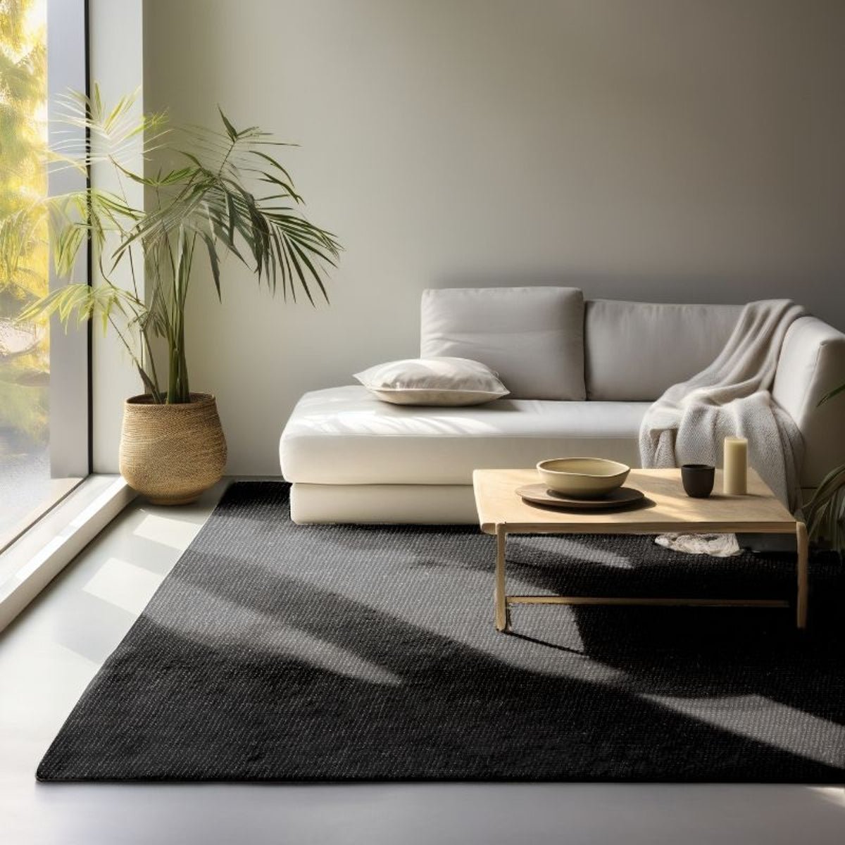 Hanse Home Black Jaipur Natural Fibre Flatweave Rug - 60 x 90cm