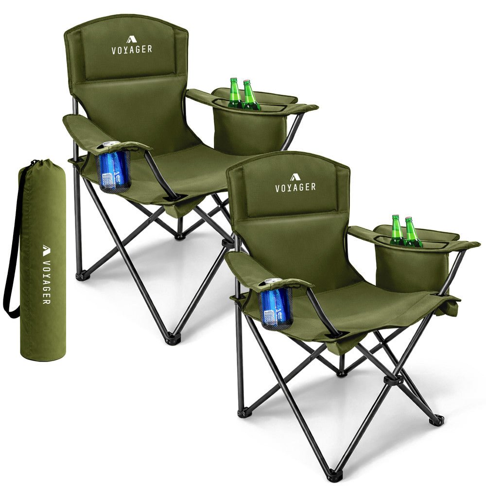 Voyager Set of 2 Cool Arm Folding Camping Chairs - Green