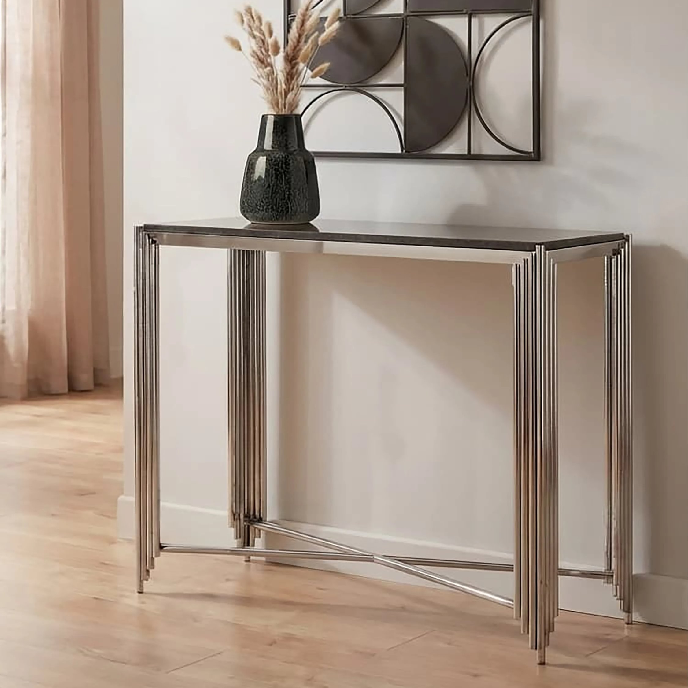 Orsina Clarice Granite Top Console Table – Black