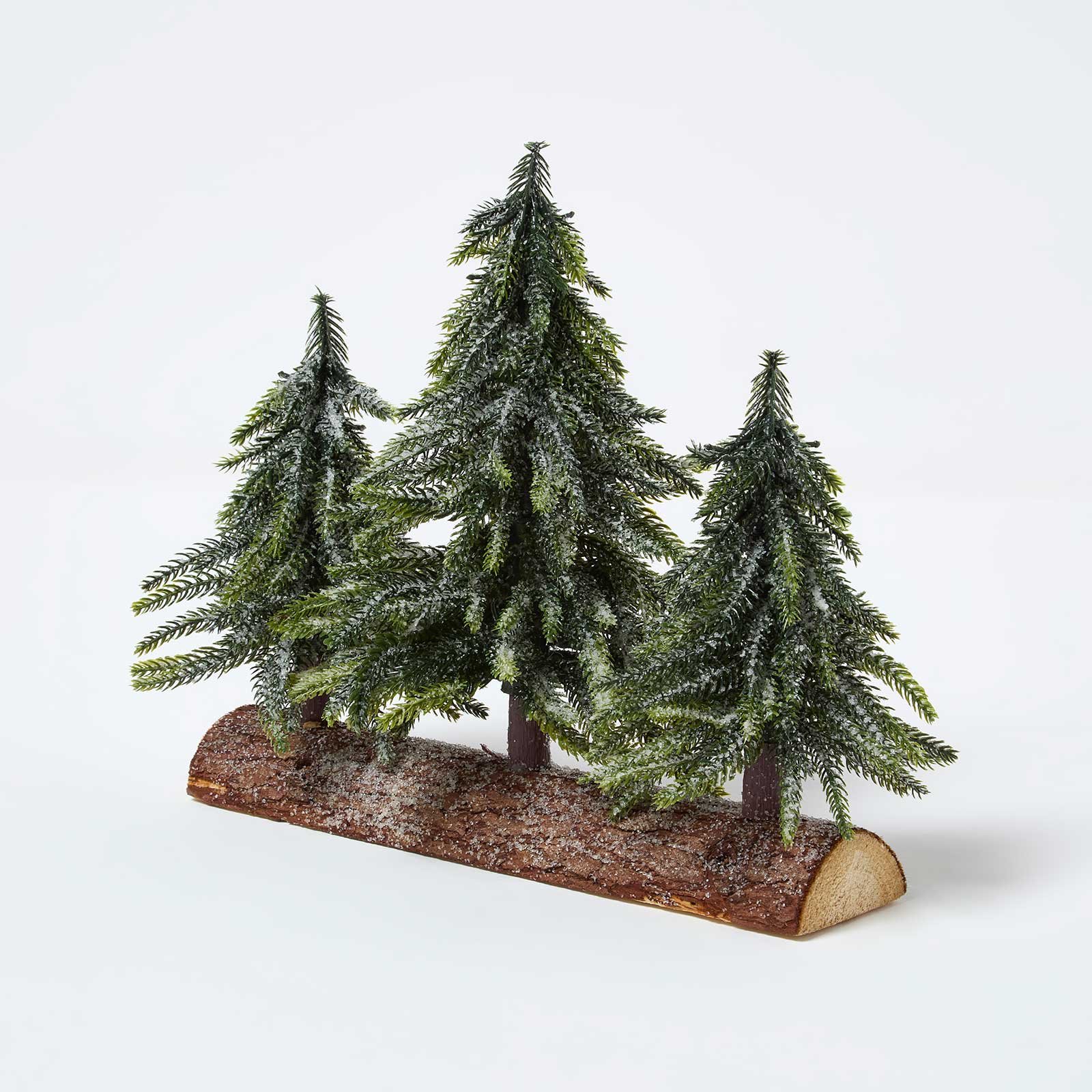 Homescapes Frosted Firwood Design Christmas Tree Set of 3 – 27 x 27 cm