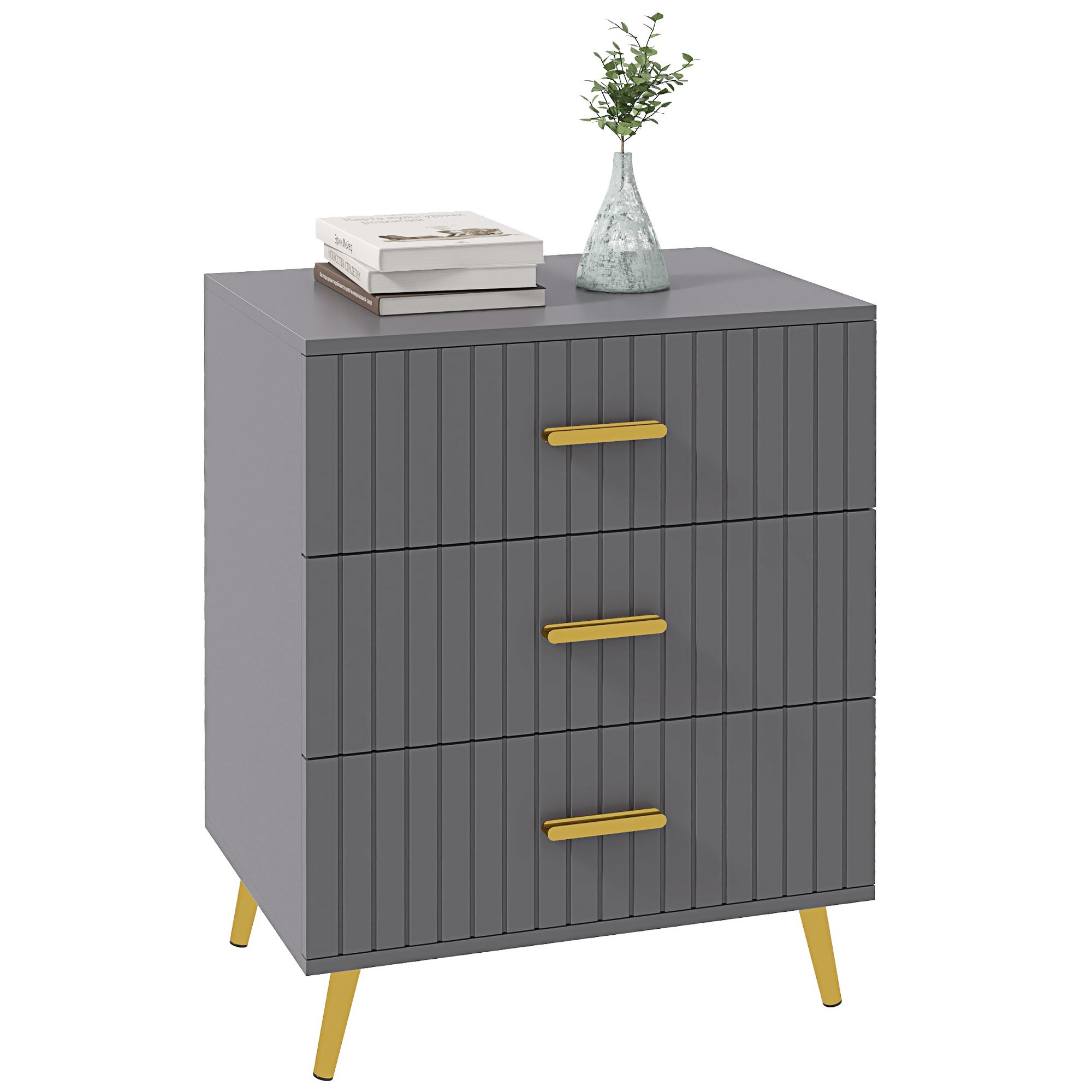 HOMCOM Aluminium 3 Drawer Chest - Dark Grey