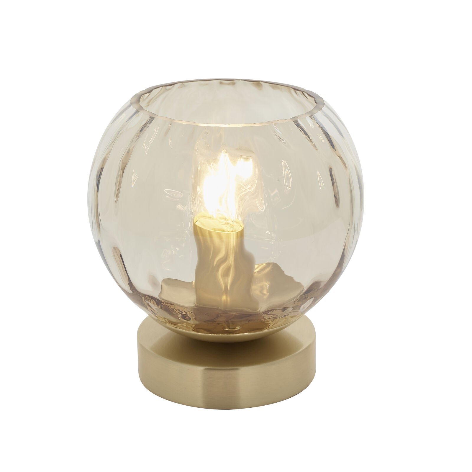 Loops Direct 14cm Satin Brass Table Lamp - Champagne Lustre Glass