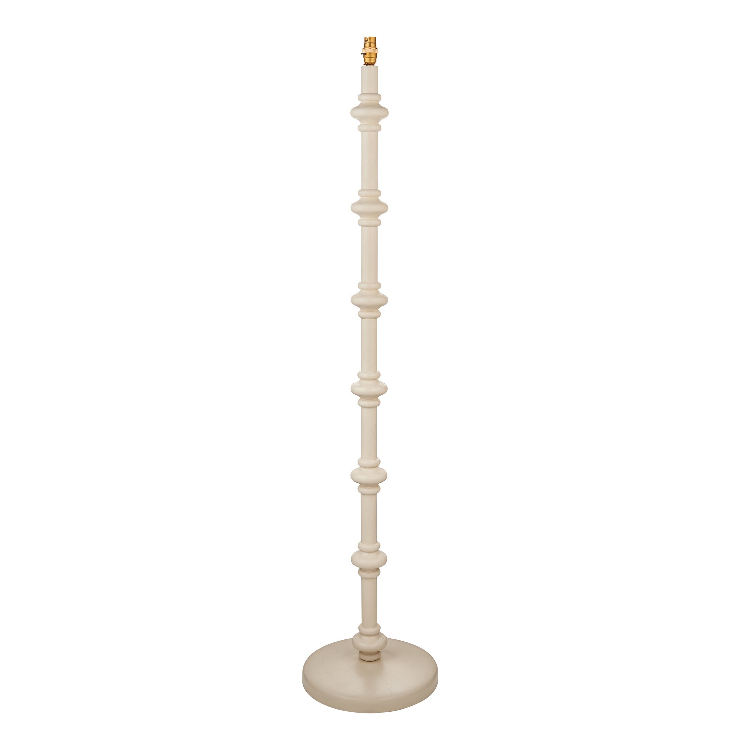 Loops Direct 30cm Wooden Turned Spindle Floor Lamp - Satin Almond White