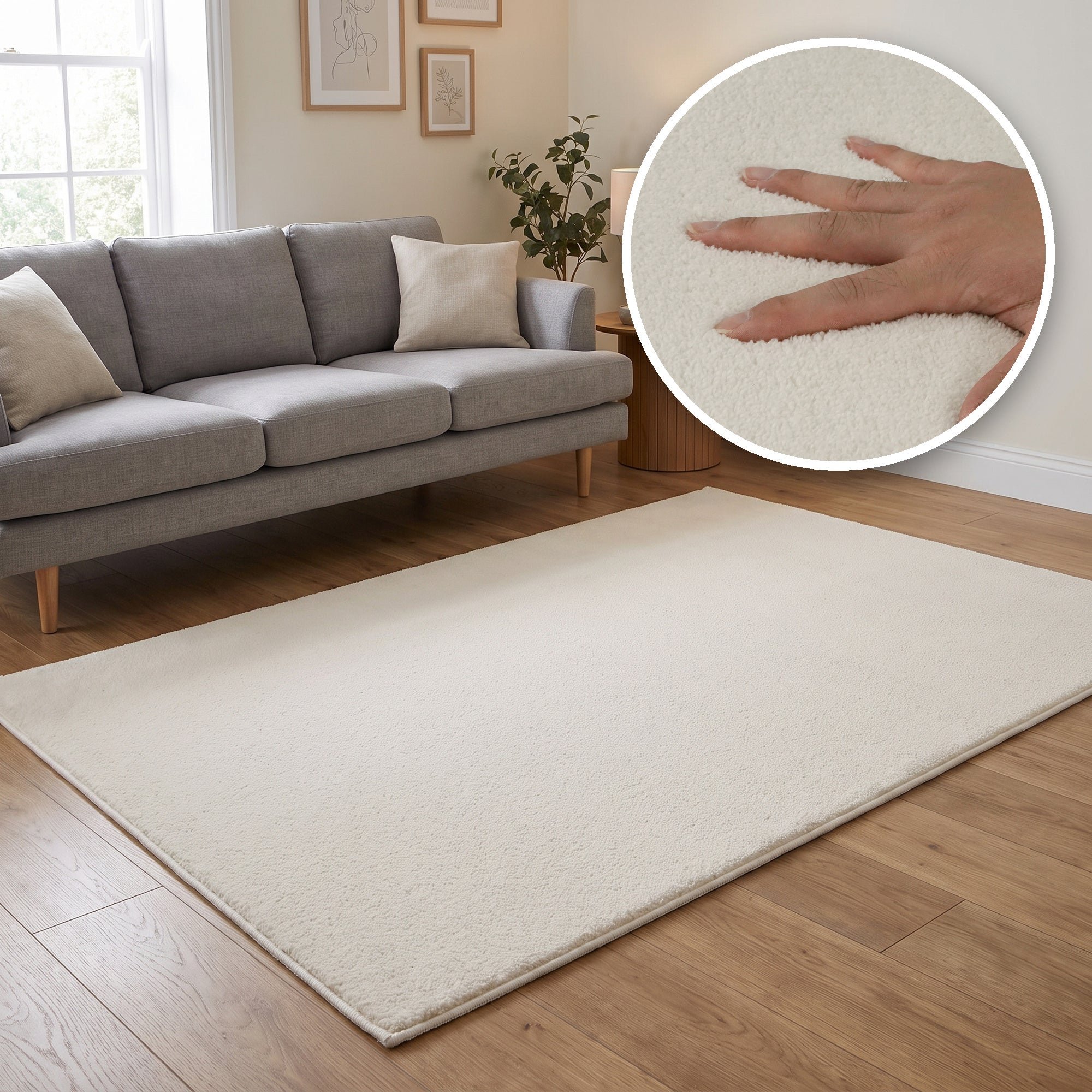 The Rugs Cream Washmellow Plain Washable Non Slip Rug - 50 x 80cm