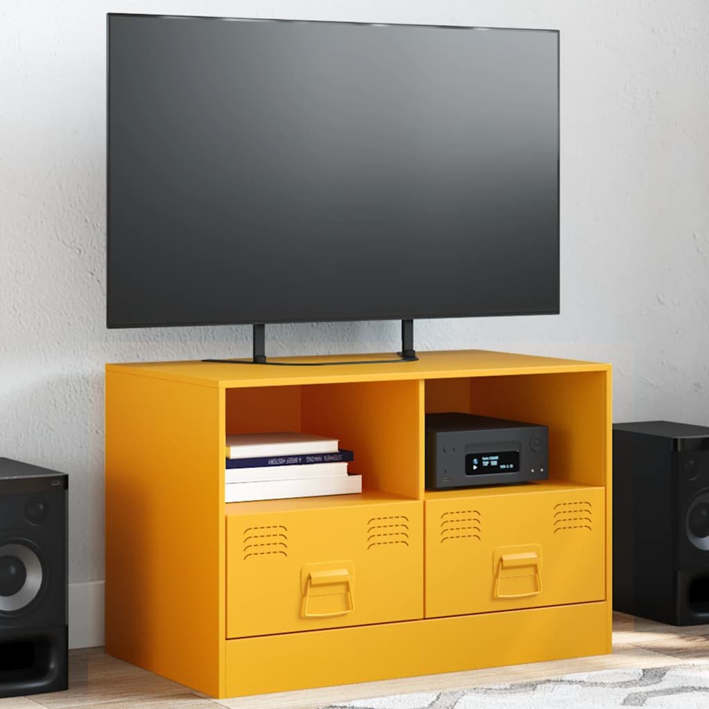 Walplus LED Steel TV Cabinet - Mustard - 67 x 39 x 44 cm