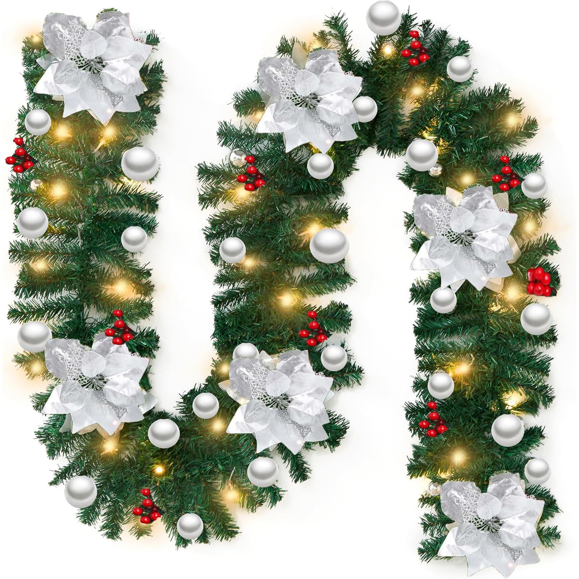 My Christmas Pre-Lit Christmas Garland with LED Lights 2.7m - Silver