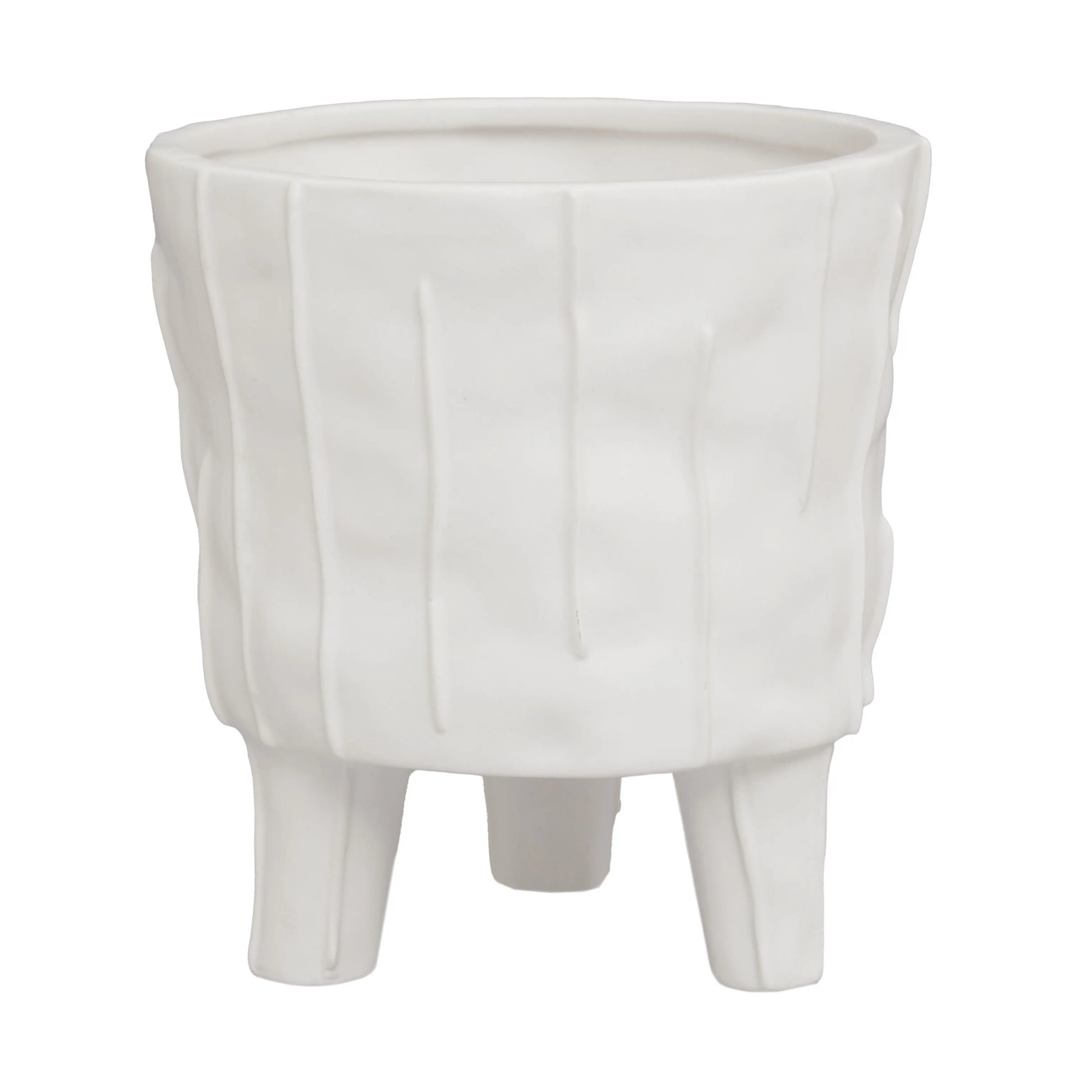 Orsina Fara Large Textured Ceramic Planter - White