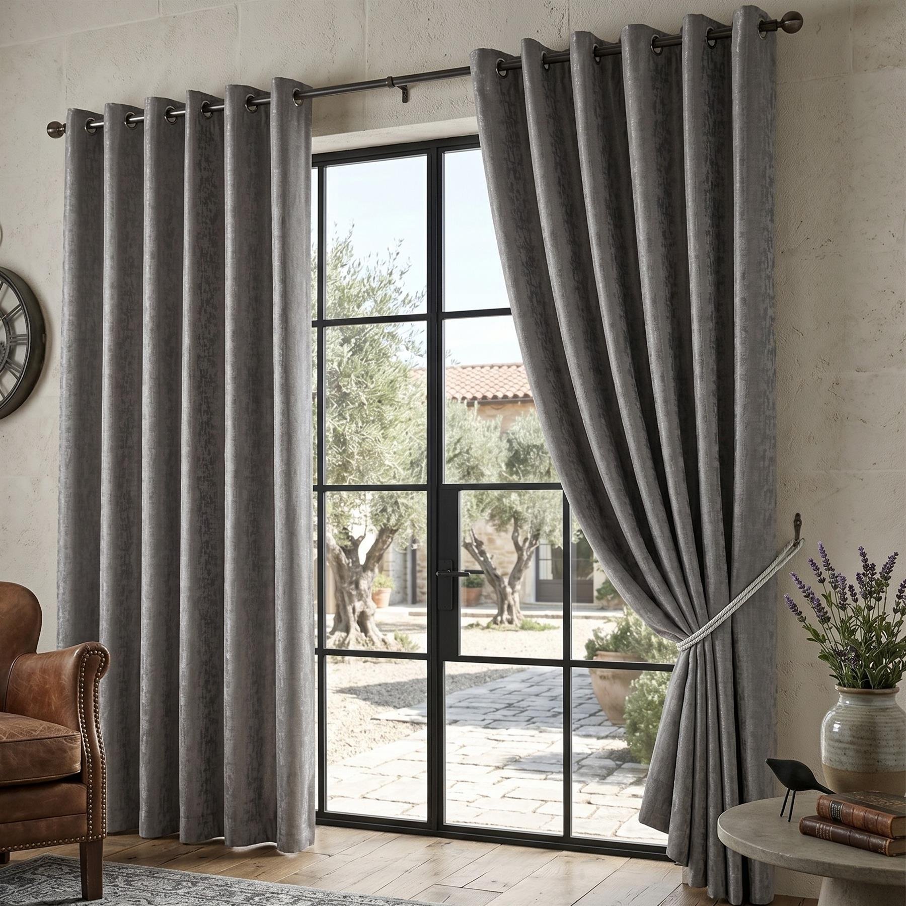 Luxury Living Keswick Lined Eyelet Curtains 168cm x 229cm - Pewter