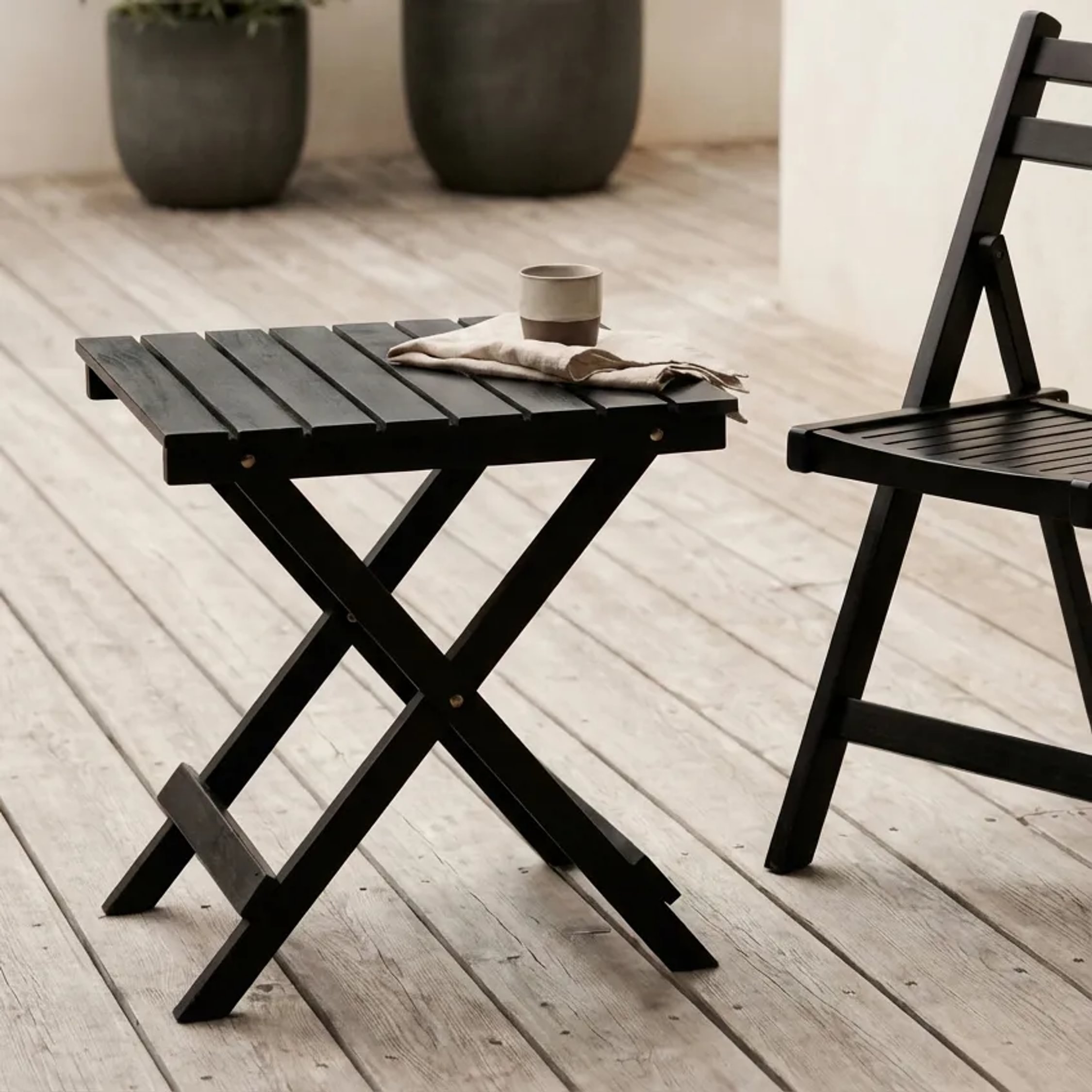 Orsina Beauport Wood Folding Table – Black