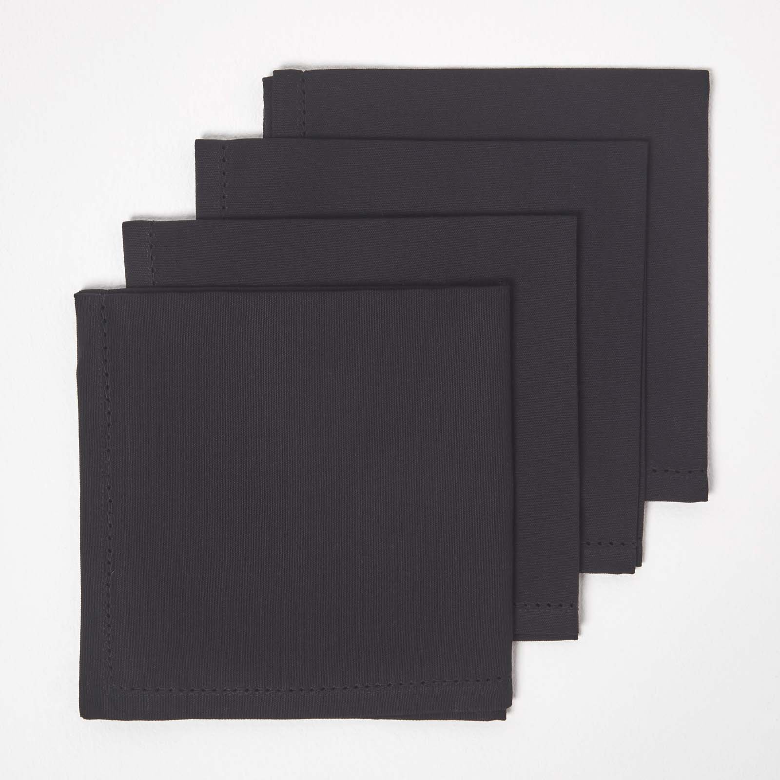 Homescapes Pack of 4 Plain Cotton Napkins - Black