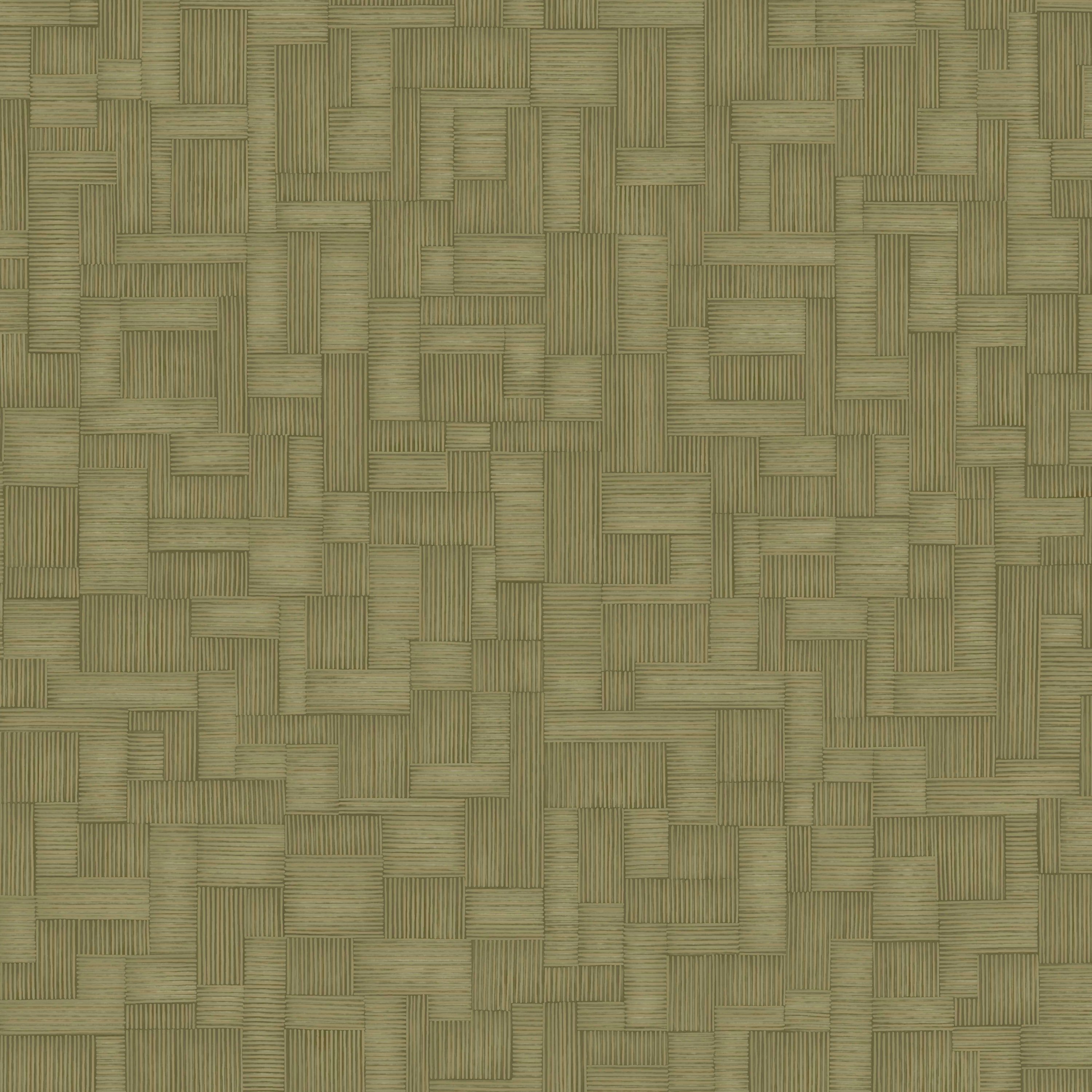 Grandeco Camu Geometric Blocks Textured Wallpaper - Moss Green