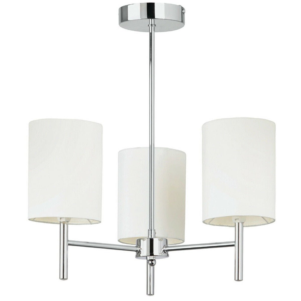 Loops Direct Steel and Fabric Semi Flush Ceiling Light - Chrome and White Silk