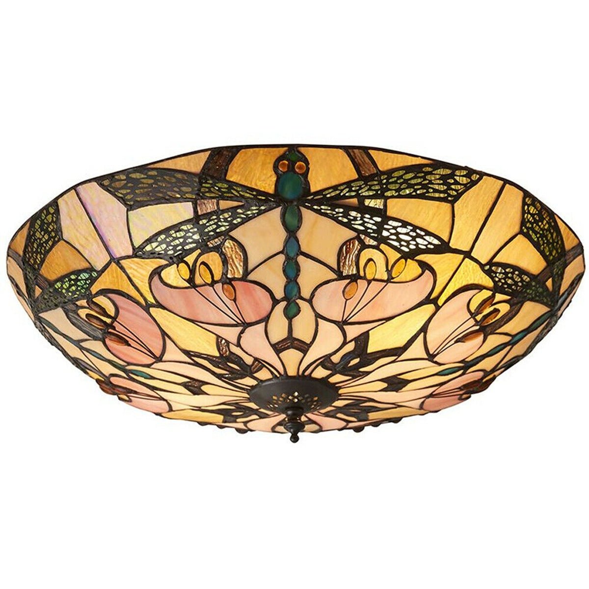 Loops Direct Dragonfly Glass and Steel Semi-Flush Ceiling Light - Dark Bronze